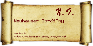 Neuhauser Ibrány névjegykártya